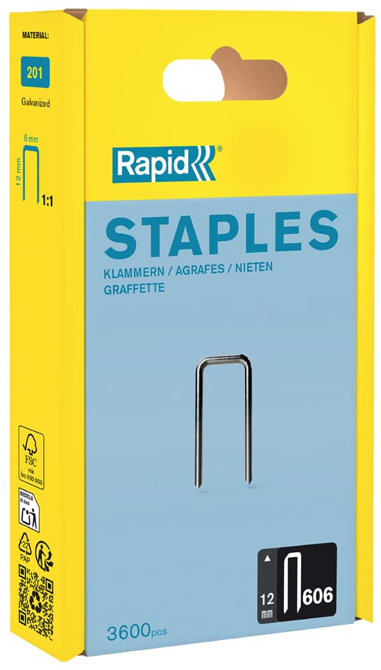 Rapid Schmalrückenklammern Typ 606, 12 mm, Großpackung