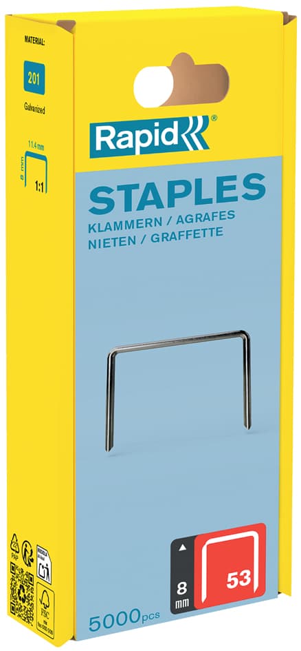 Rapid Feindrahtklammern Typ 53, 8 mm, Großpackung