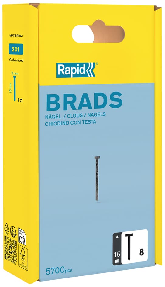 Rapid Nägel Typ 8, 15 mm, galvanisiert, Großpackung
