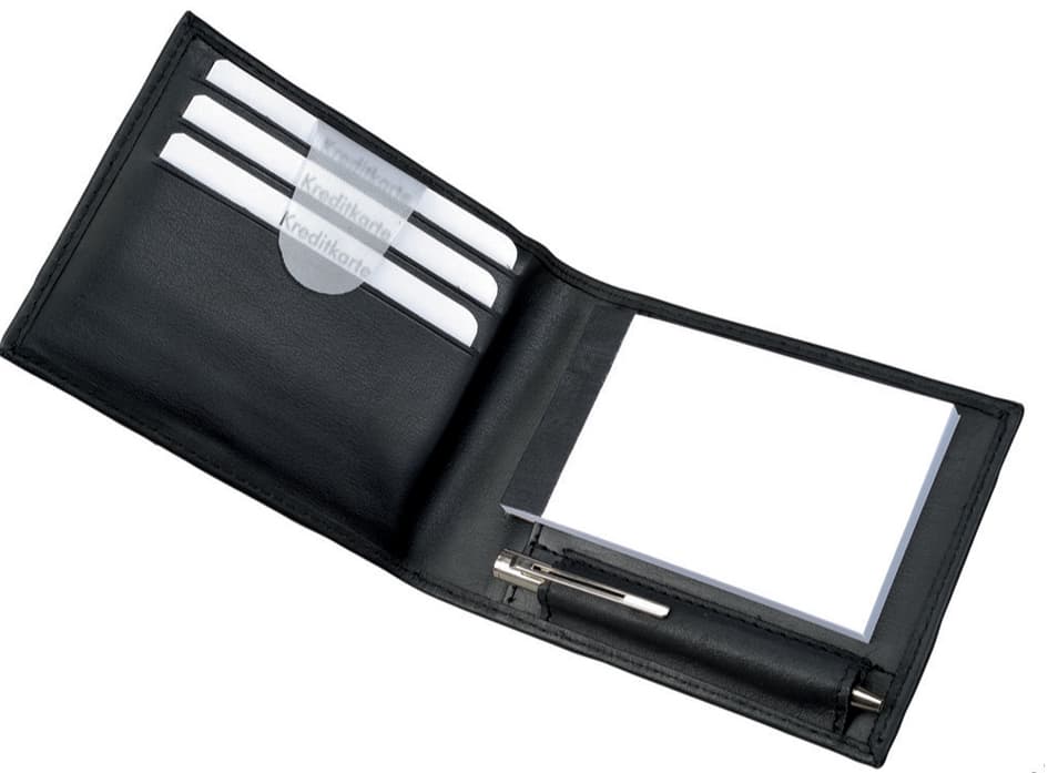 Alassio Notizblock-Etui , GUBBIO, , aus Nappa-Leder, schwarz