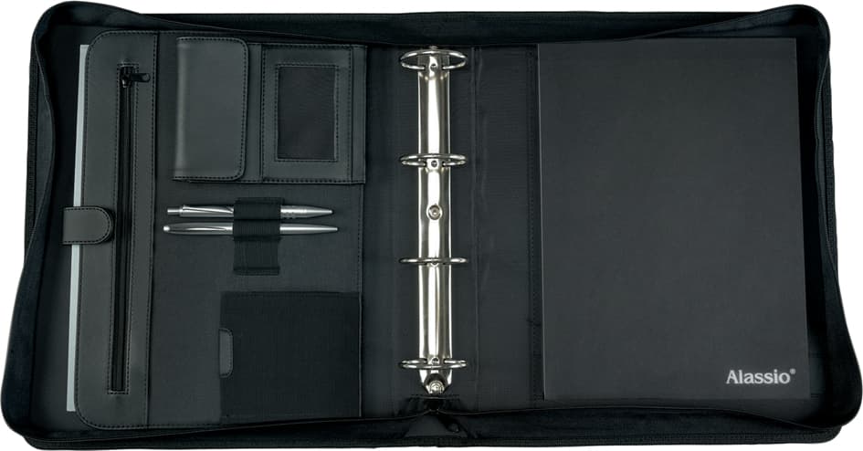 Alassio Ringbuchmappe , AREZZO, , A4, Leder, schwarz