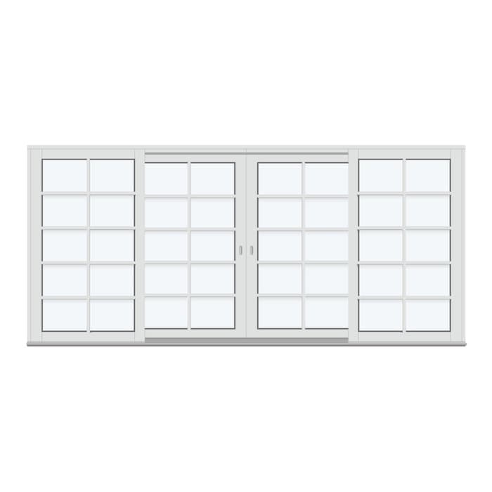 Patio life skjutdörrar | 4 ramar med 4 horisontala, 1 vertikal spröjs