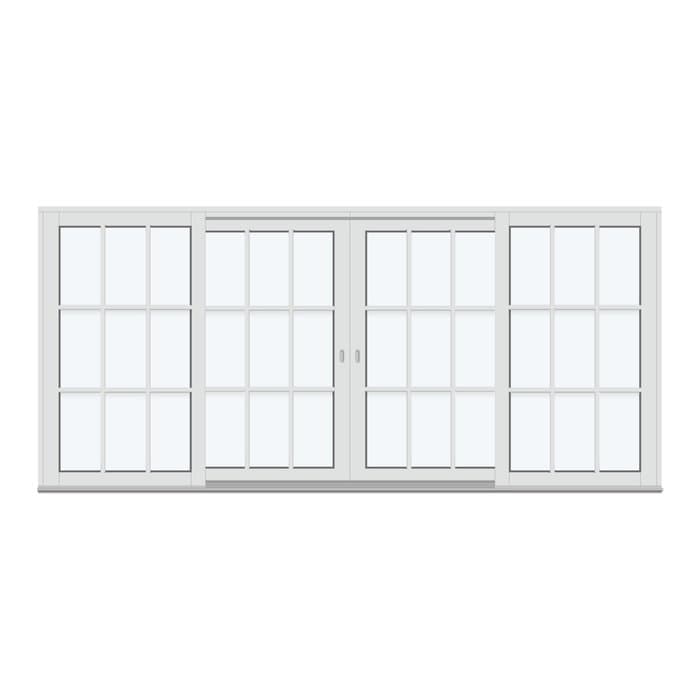Patio life skjutdörrar | 4 ramar med 2 horisontala, 2 vertikala spröjsar