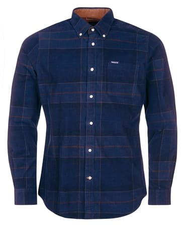 Barbour Blair Tailored Tartan Cord Shirt - Navy - 2XL