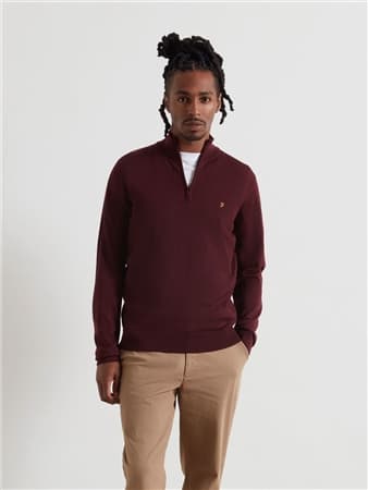 Farah Redchurch Merino Wool Sweater - Wine - XL