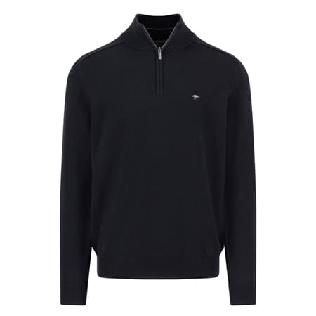 Fynch Hatton Troyer-Zip Supersoft Cotton Jumper - Black - XL