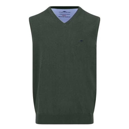 Fynch Hatton V-neck Sleeveless Slipover Superfine Jumper - Green - L