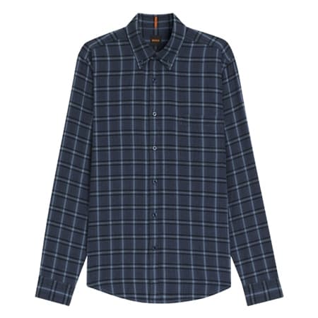 Boss Rickert_M Cotton Flannel Shirt - Navy - XL