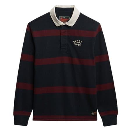 Superdry Vintage Athletic Stripe Rugby Top - Navy - XL