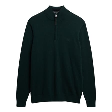 Superdry Essentials Cotton Half Zip Jumper - Green - XL