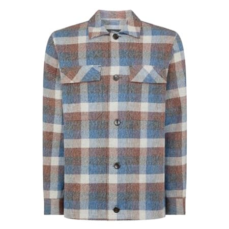 Remus Uomo Regular Fit Brushed Cotton Shacket - Blue - XL