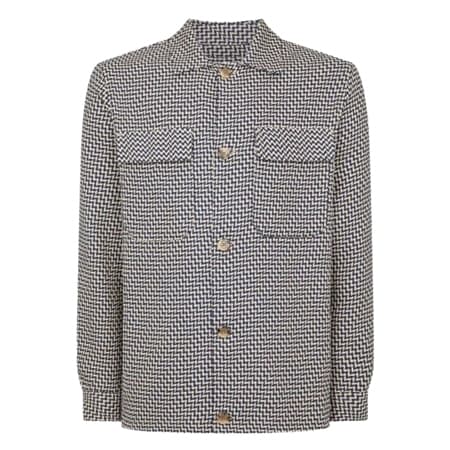 Remus Uomo Regular Fit Chevron Print Shacket - Blue - XL