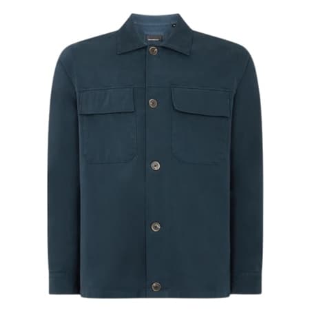 Remus Uomo Regular Fit Double Pocket Shacket - Blue - XL