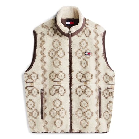 Tommy Jeans Teddy Fleece Zip Up Vest - Beige - S