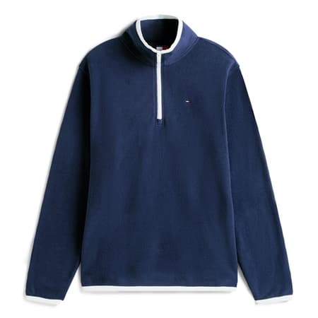 Tommy Jeans Flag Quarter-Zip Polar Fleece Sweatshirt - Navy - XS
