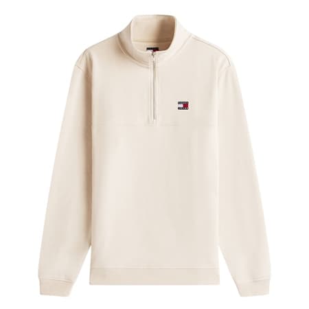 Tommy Jeans Tommy Badge Quarter-Zip Jumper - White - XL