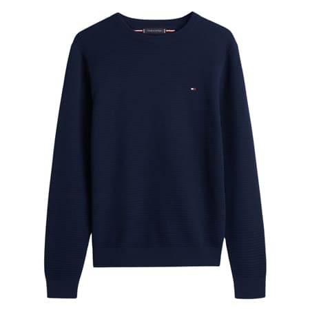 Tommy Hilfiger Textured Knit Crew Neck Jumper - Navy - XL