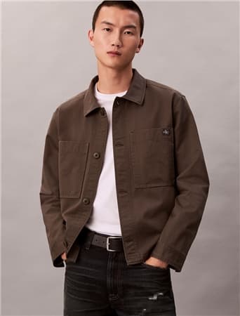 Calvin Klein Jeans Relaxed Cotton Twill Overshirt - Grey - XS