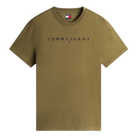 Tommy Jeans Linear Logo Embroidery T-Shirt - Green - XS