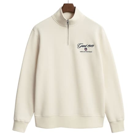 Gant Graphic Half Zip Sweatshirt - Beige - XL