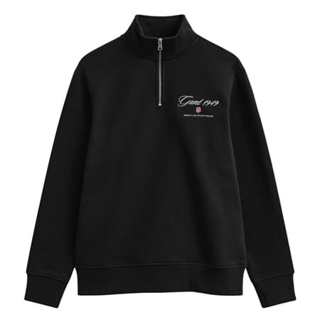 Gant Graphic Half Zip Sweatshirt - Black - XL