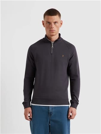 Farah Jim Organic Cotton 1/4 Zip Sweatshirt - Grey - S