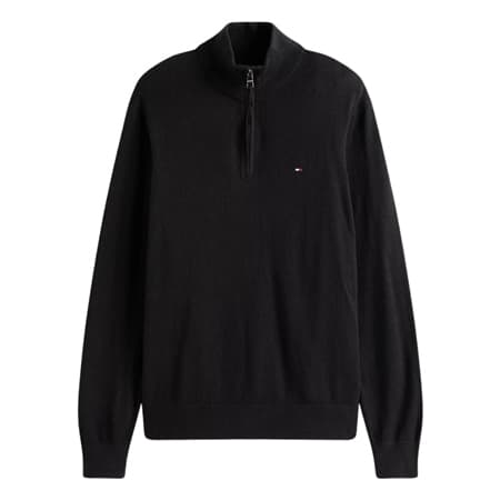 Tommy Hilfiger Pima Half-Zip Jumper With Cashmere - Black - XL