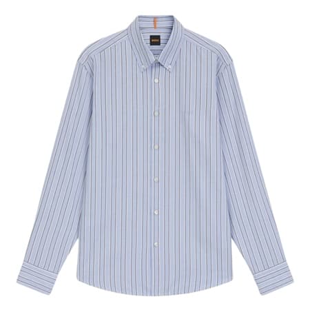 Boss Ricoplus Striped Stretch Cotton Shirt - Blue - XL