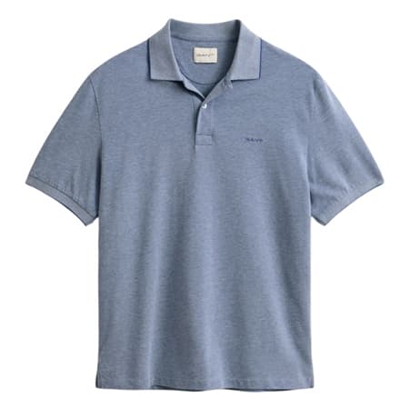 Gant 2 Tone Ss Polo Shirt - Vintage Blue - XL