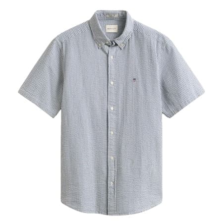 Gant Seersucker Stripe Ss Shirt - Blue - XL