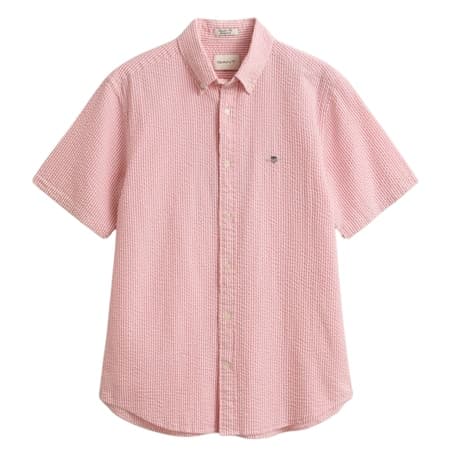 Gant Seersucker Stripe Ss Shirt - Pink - XL
