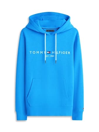 Tommy Hilfiger Logo Embroidery Fleece Hoodie C4u - Blue - XL