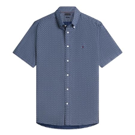 Tommy Hilfiger Linen Blend Printed SS Shirt - Navy - XL