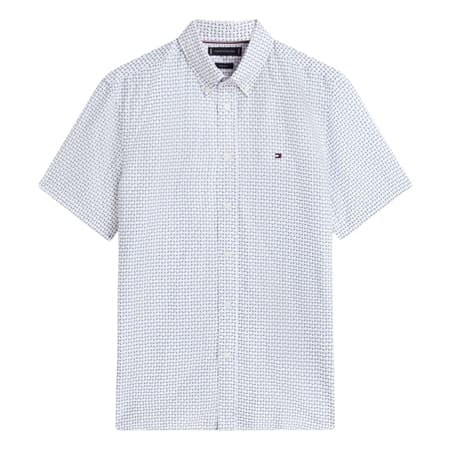 Tommy Hilfiger Linen Blend Printed SS Shirt - White - XL