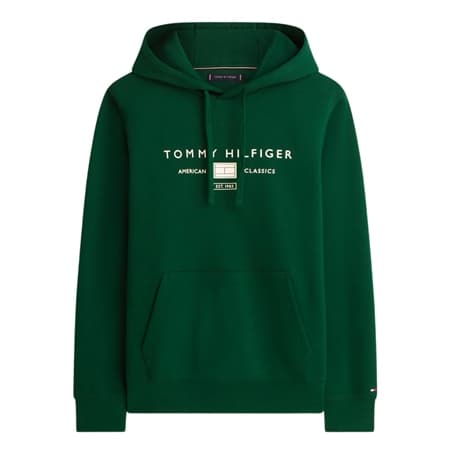 Tommy Hilfiger Brand Love Mono Logo Hoodie - Green - XS