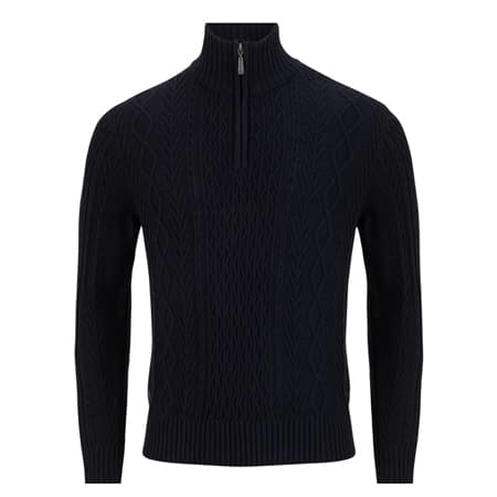 6th Sense Aran 1/4 Zip Jumper - Navy - XL