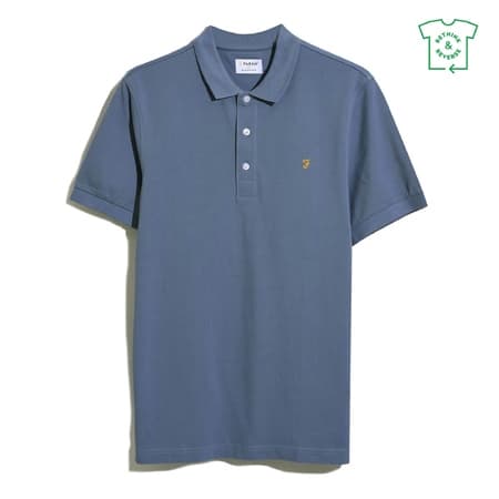 Farah Blanes Short Sleeve Slim Fit Polo - Light Blue - M