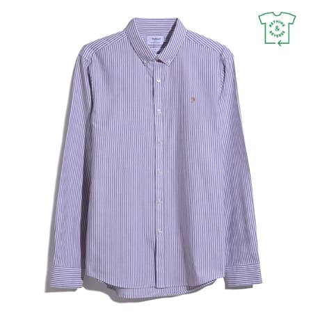 Farah Brewer Stripe Long Sleeve Shirt - Wine - XL