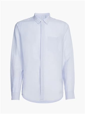 Calvin Klein Linen Cotton Regular Shirt - Blue - XL