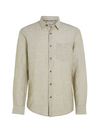 Calvin Klein Linen Cotton Regular Shirt - Green - 2XL