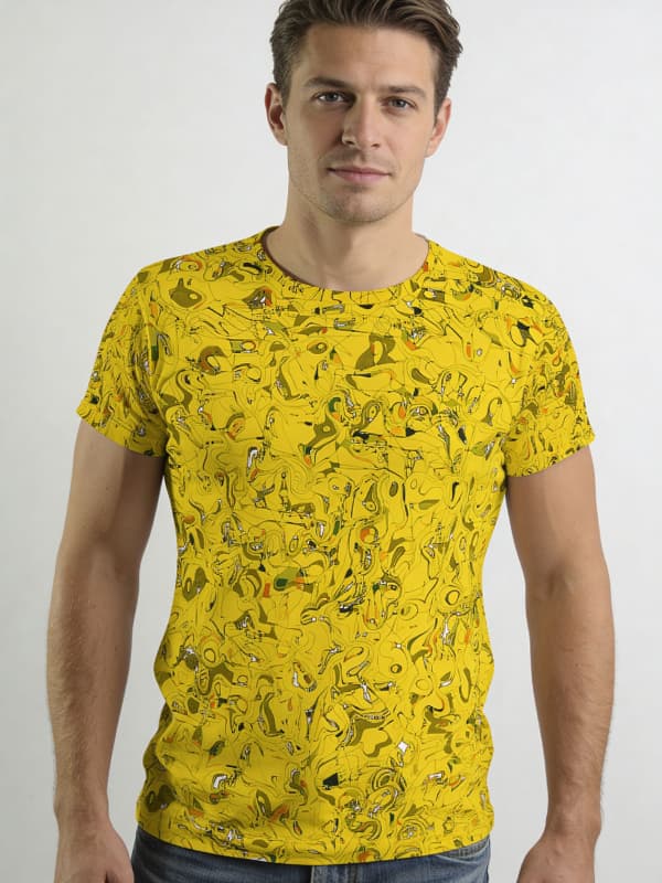 GRAVUR YELLOW - Herren T Shirt Rundhals - GERMENS