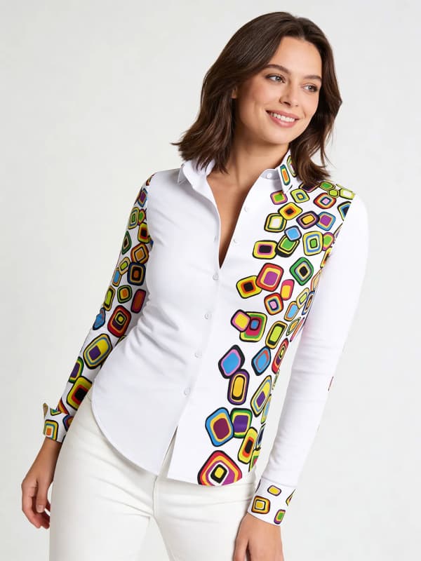 SUMMER RAIN - Weiß bunte Bluse - GERMENS