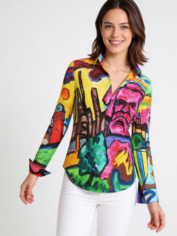 WELCOME CHEMNITZ 2025 - Bunte Bluse aus Baumwolle - GERMENS