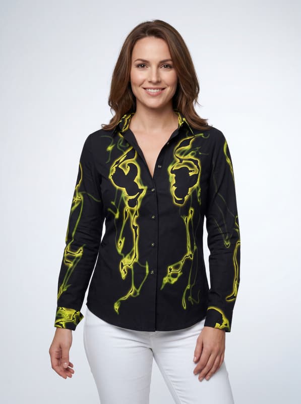 TERRA GREEN - Schwarz grüne Bluse - GERMENS