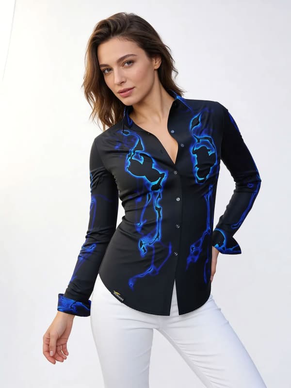 BLUEZONE - Schwarz blaue Bluse - GERMENS
