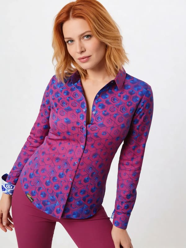 HEXAGON AMETHYST - Blau violette Damenbluse - GERMENS
