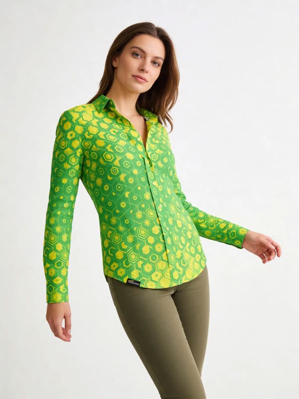HEXAGON URANIO - Grün gelbe Hemdbluse - GERMENS