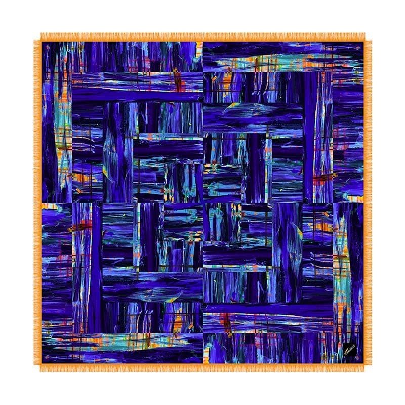 EKKO LATENIGHT - Blau oranges Wolltuch - GERMENS
