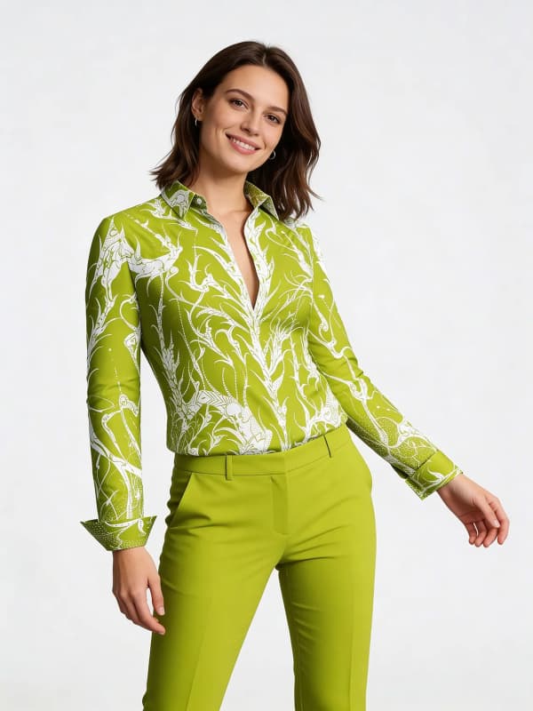 DORNRÖSCHEN GREEN - Hellgrüne Bluse mit weißer Zeichnung - GERMENS