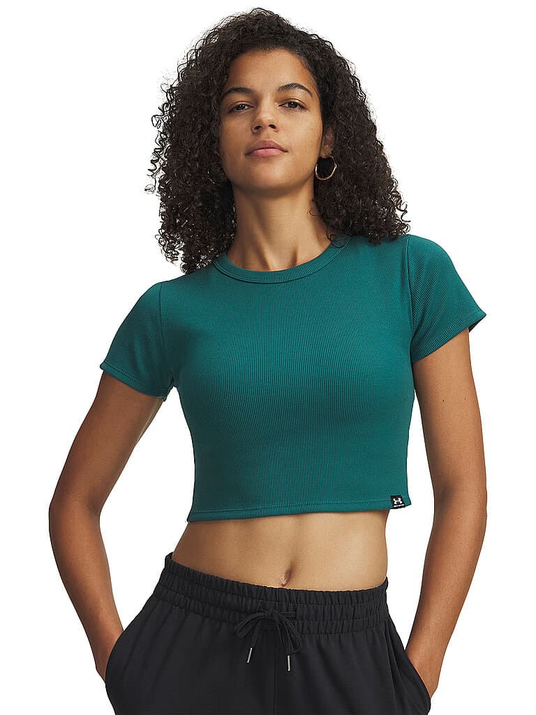 UNDER ARMOUR Damen T-Shirt UA Rival Rib Baby petrol | L
